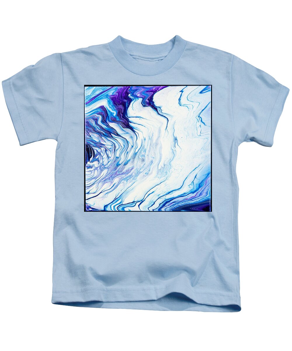 Abstract Kids T-Shirt featuring the digital art Seawaves - Colorful Flowing Liquid Marble Abstract Contemporary Acrylic Painting by Sambel Pedes