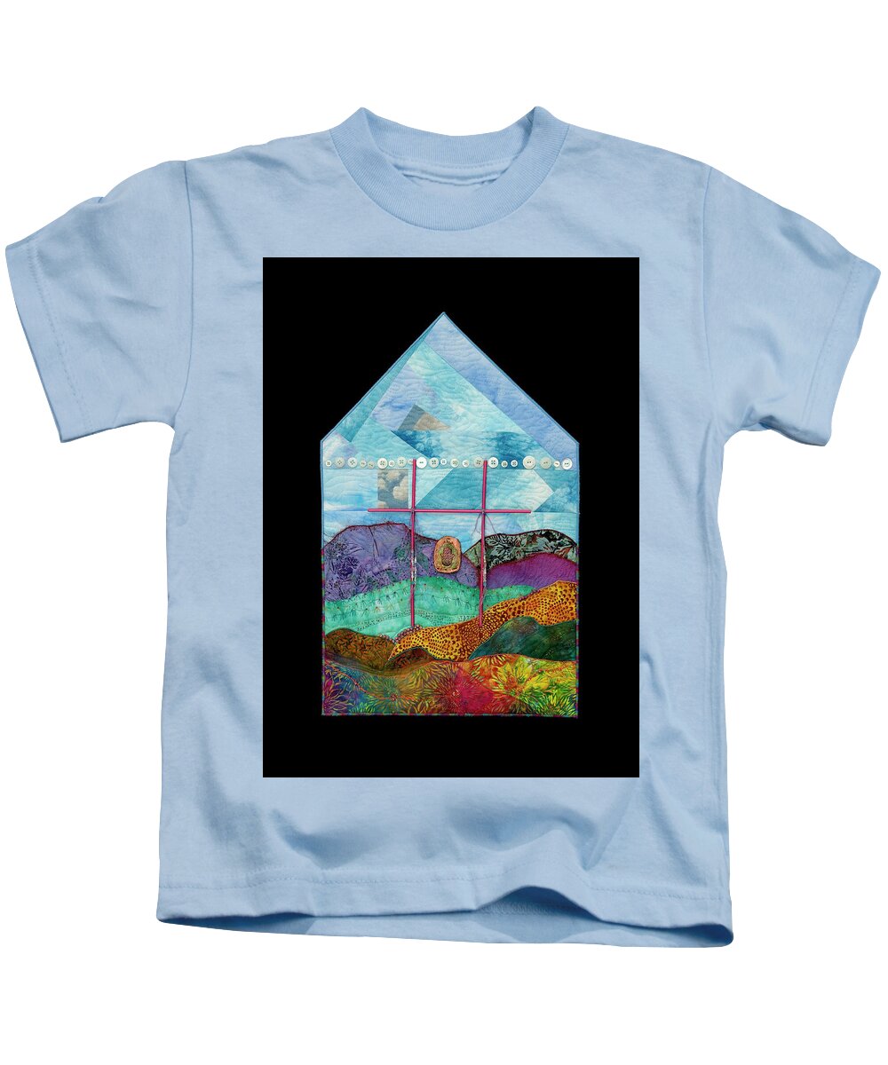 Shrine To Land And Sky Kids T-Shirt featuring the mixed media Shrine to Land and Sky 1 by Vivian Aumond