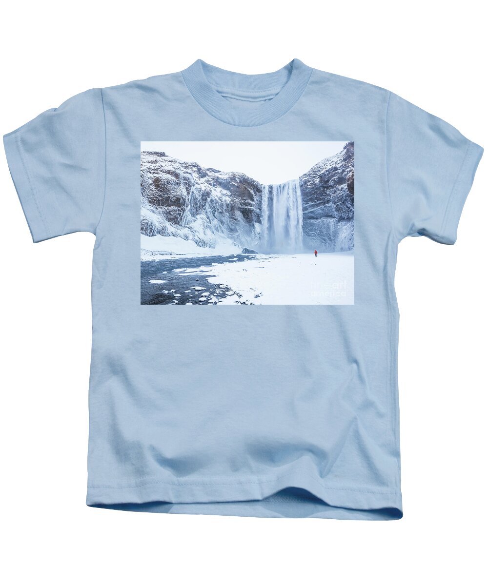 Skogafoss Kids T-Shirt featuring the photograph Skogafoss waterfall, Iceland by Neale And Judith Clark