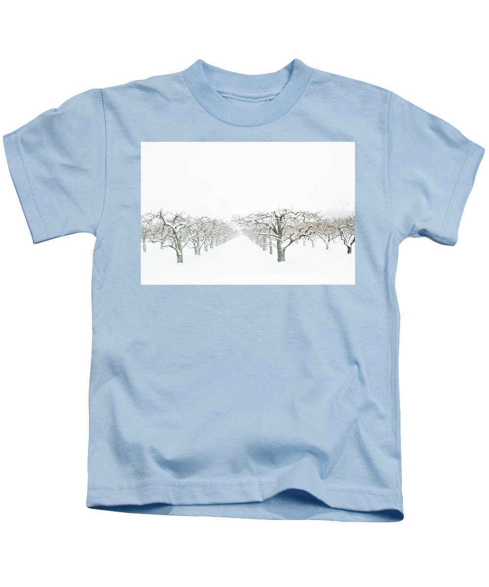 Charles Daley Pari Kids T-Shirt featuring the photograph Snow Orchard by Marilyn Cornwell