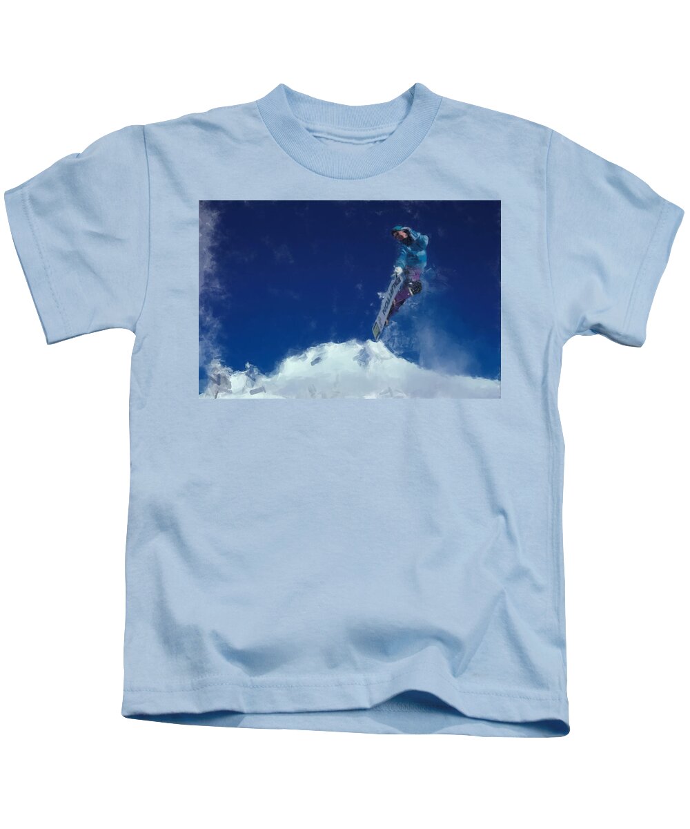 Burton Kids T-Shirt featuring the painting Snowboarder by Gary Arnold