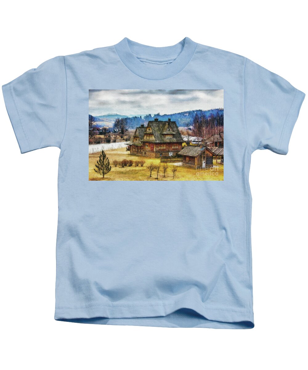 Cottage From Kir Kids T-Shirt featuring the digital art Spiska Cottage, Polana Sosny by Jerzy Czyz