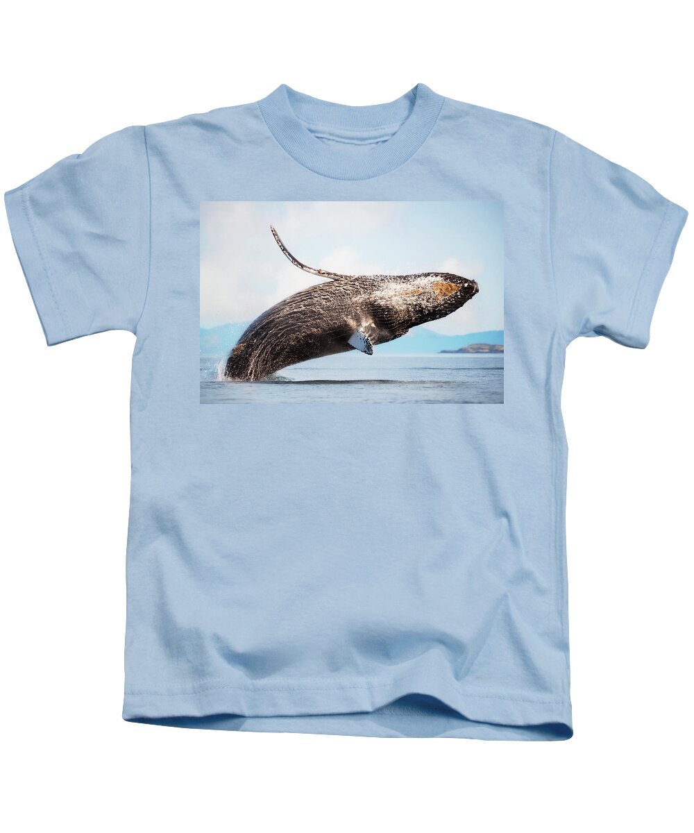 Splash Heard Around The World Kids T-Shirt featuring the photograph Splash Heard Around The World - Whale Art by Jordan Blackstone