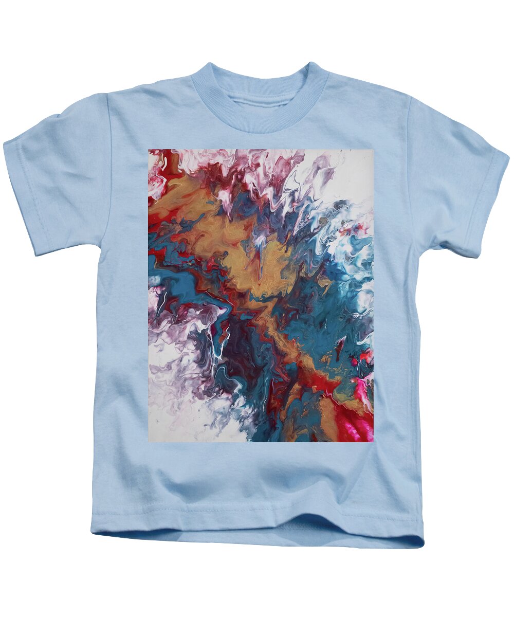 Gold Kids T-Shirt featuring the mixed media Splash of Gold by Aimee Bruno
