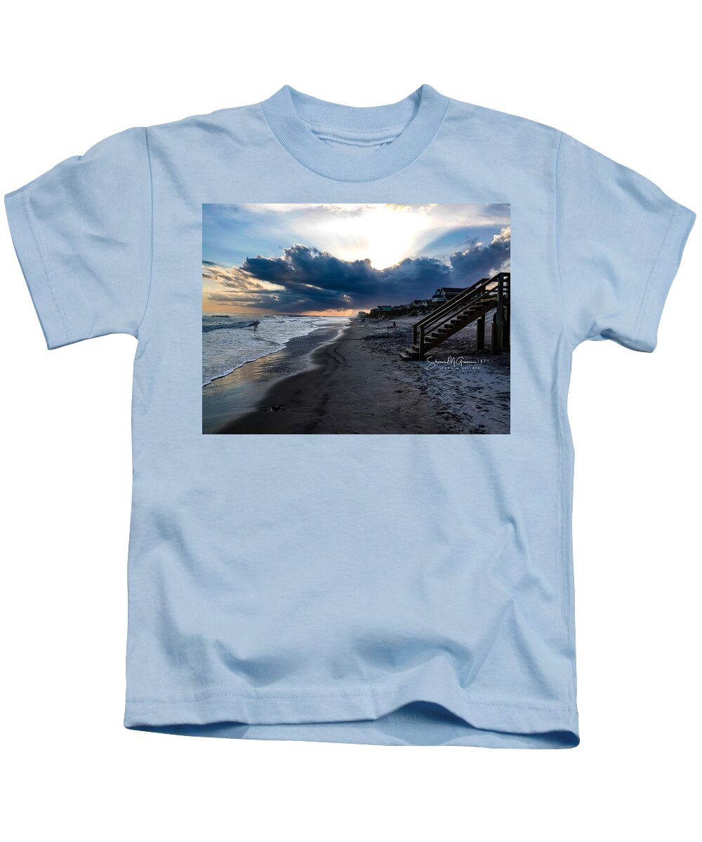 Atlantic Ocean Kids T-Shirt featuring the photograph Steps to the Sea by Shawn M Greener