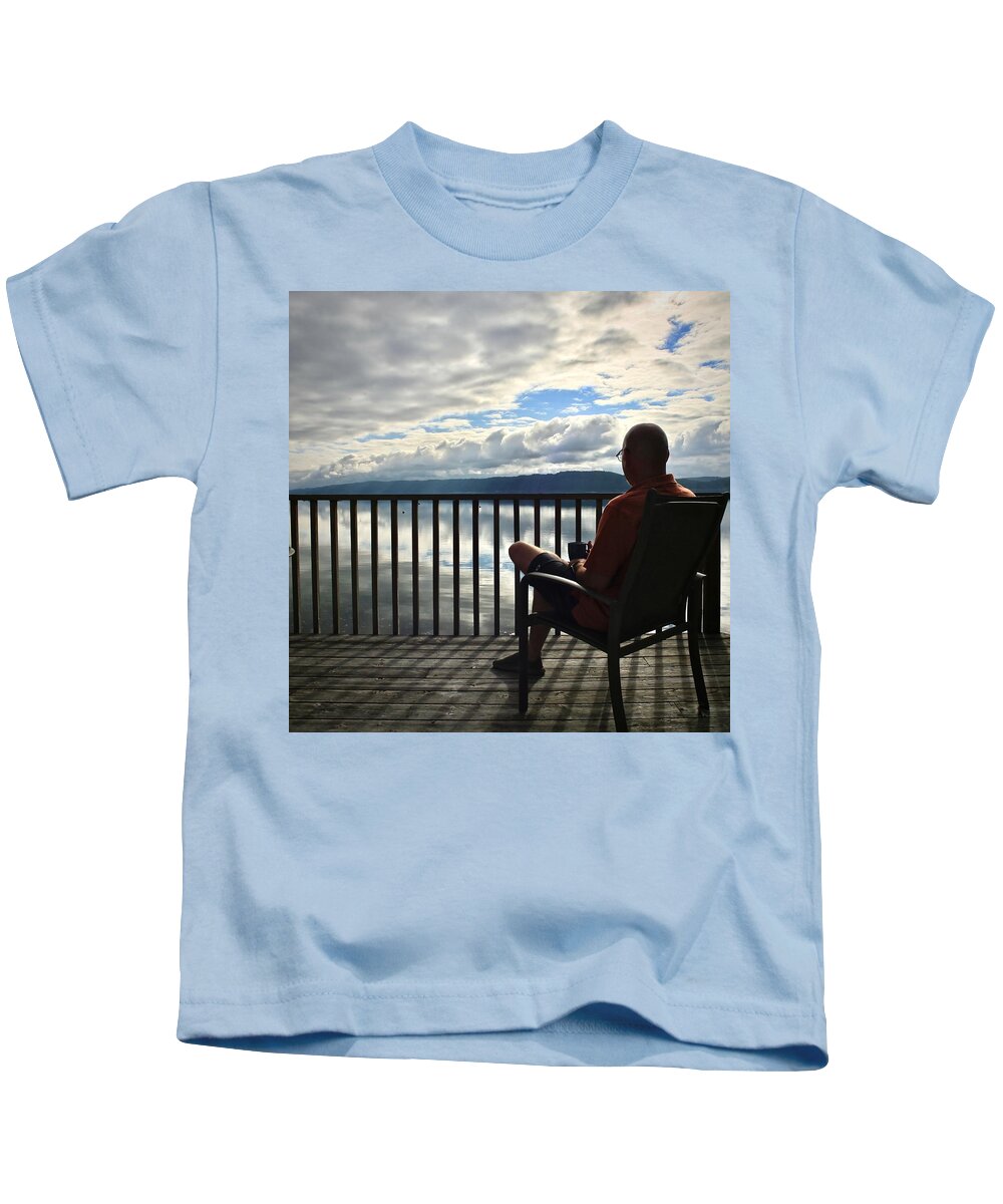 Deck Kids T-Shirt featuring the photograph Sunrise on the Deck by Carol Jorgensen