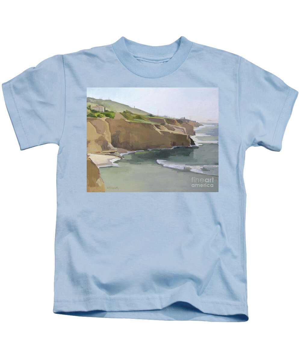 Sunset Cliffs Kids T-Shirt featuring the painting Sunset Cliffs Point Loma San Diego California by Paul Strahm