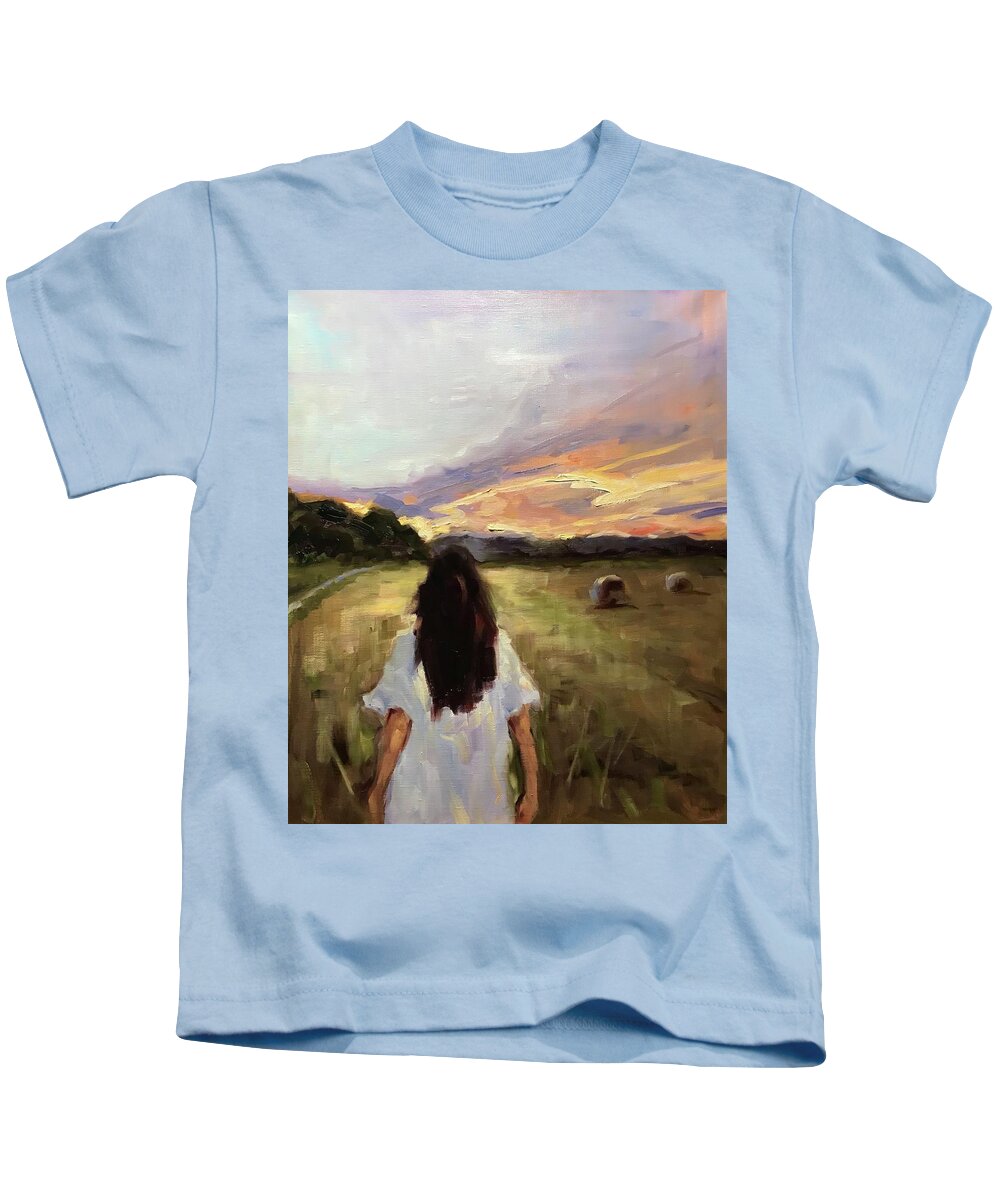 Figurative Kids T-Shirt featuring the painting Sweet days of summer by Ashlee Trcka
