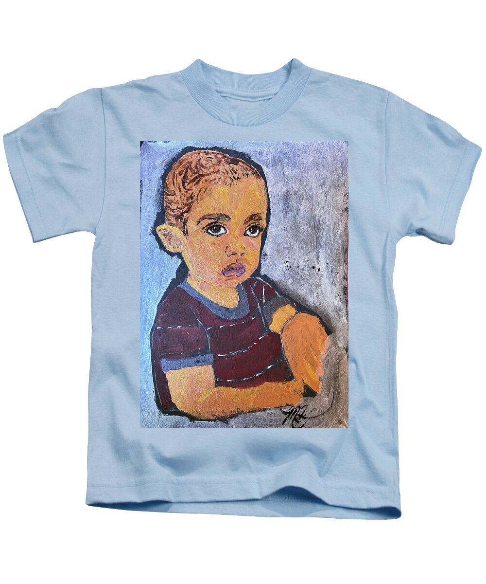 African-american Kids T-Shirt featuring the painting African-american Boy Sorrow by Melody Fowler