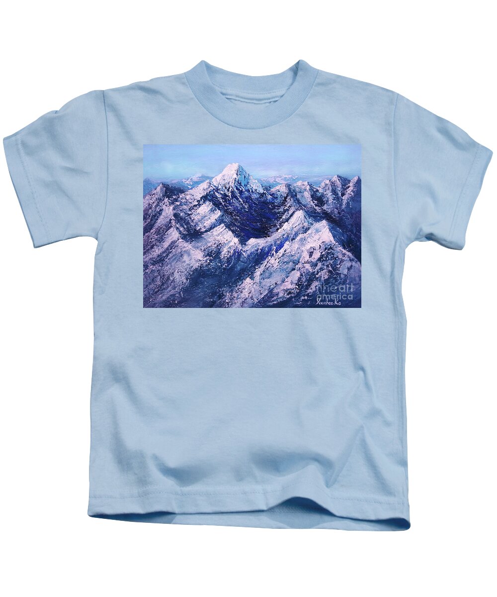 Landscape Kids T-Shirt featuring the photograph Textured Mountain Painting for Dad by Yoonhee Ko