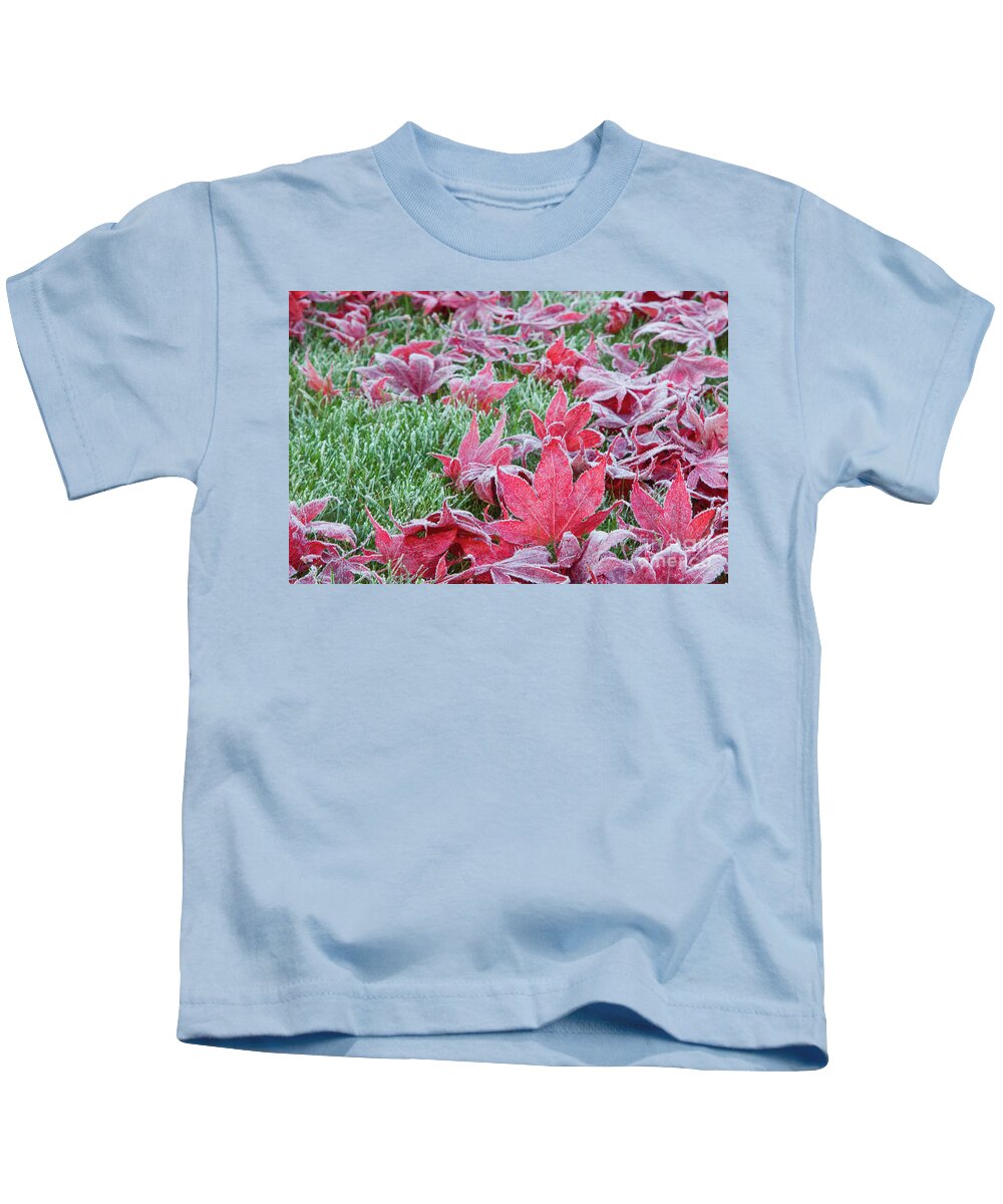 Maple Kids T-Shirt featuring the photograph The Frosted Fallen by Marilyn Cornwell