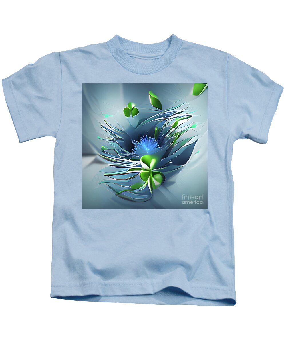 Thistle; Clover; Flower; Leaves; Abstract; Dreamy; Surreal; Square; Kids T-Shirt featuring the photograph Thistle and Clover by Tina Uihlein