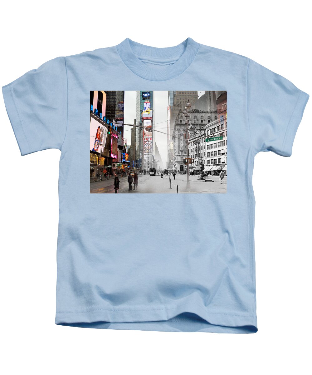 New York Kids T-Shirt featuring the photograph Times Square, New and Old by Eric Nagy