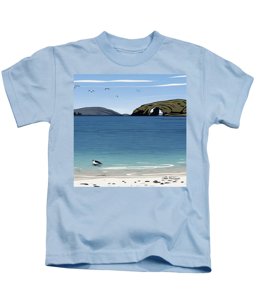 Digital Kids T-Shirt featuring the digital art Tranquil Scottish Beach by John Mckenzie