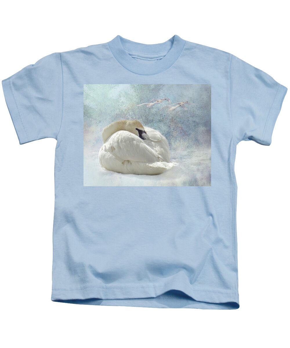 Swan Kids T-Shirt featuring the photograph Trumpeter Textures #1 - Swan Feather by Patti Deters