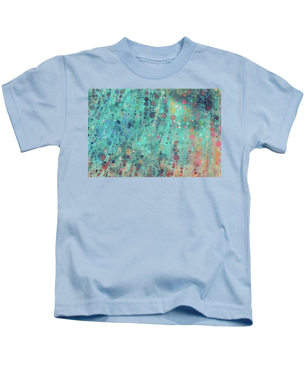 Blue Abstract Kids T-Shirt featuring the digital art Turquoise Teal Blue Abstract by Peggy Collins