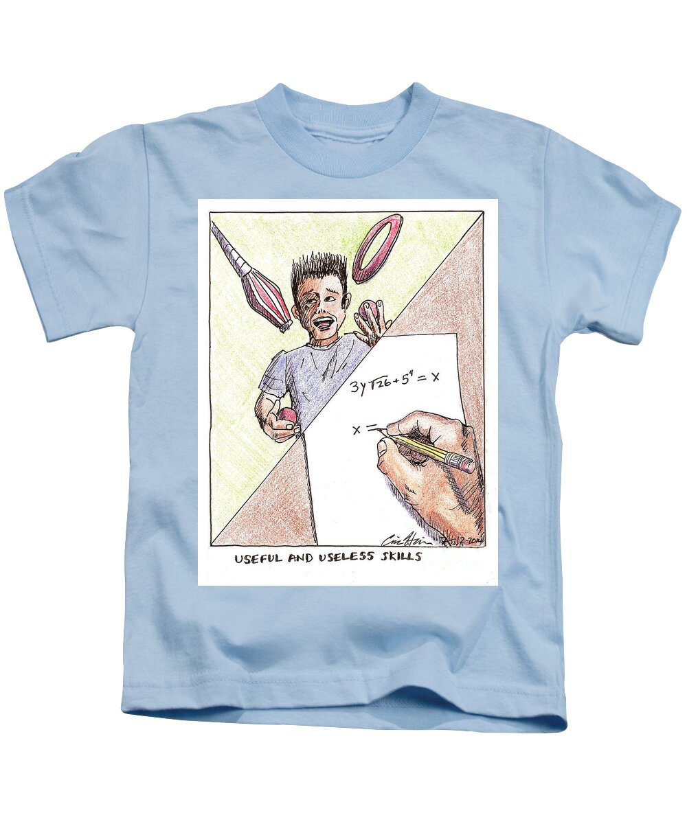 Juggler Kids T-Shirt featuring the drawing Useless and Useful Skills by Eric Haines