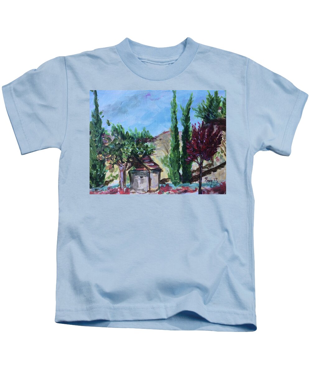 Maurice Carrie Winery Kids T-Shirt featuring the painting View from Maurice Carrie Winery by Roxy Rich