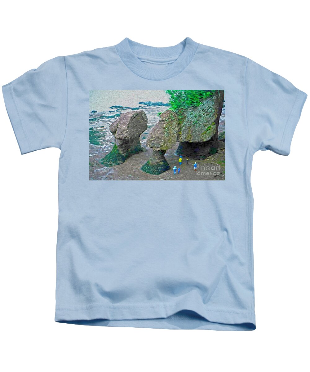 Hopewell Rocks Kids T-Shirt featuring the photograph Walk Among Giants by Carol Randall