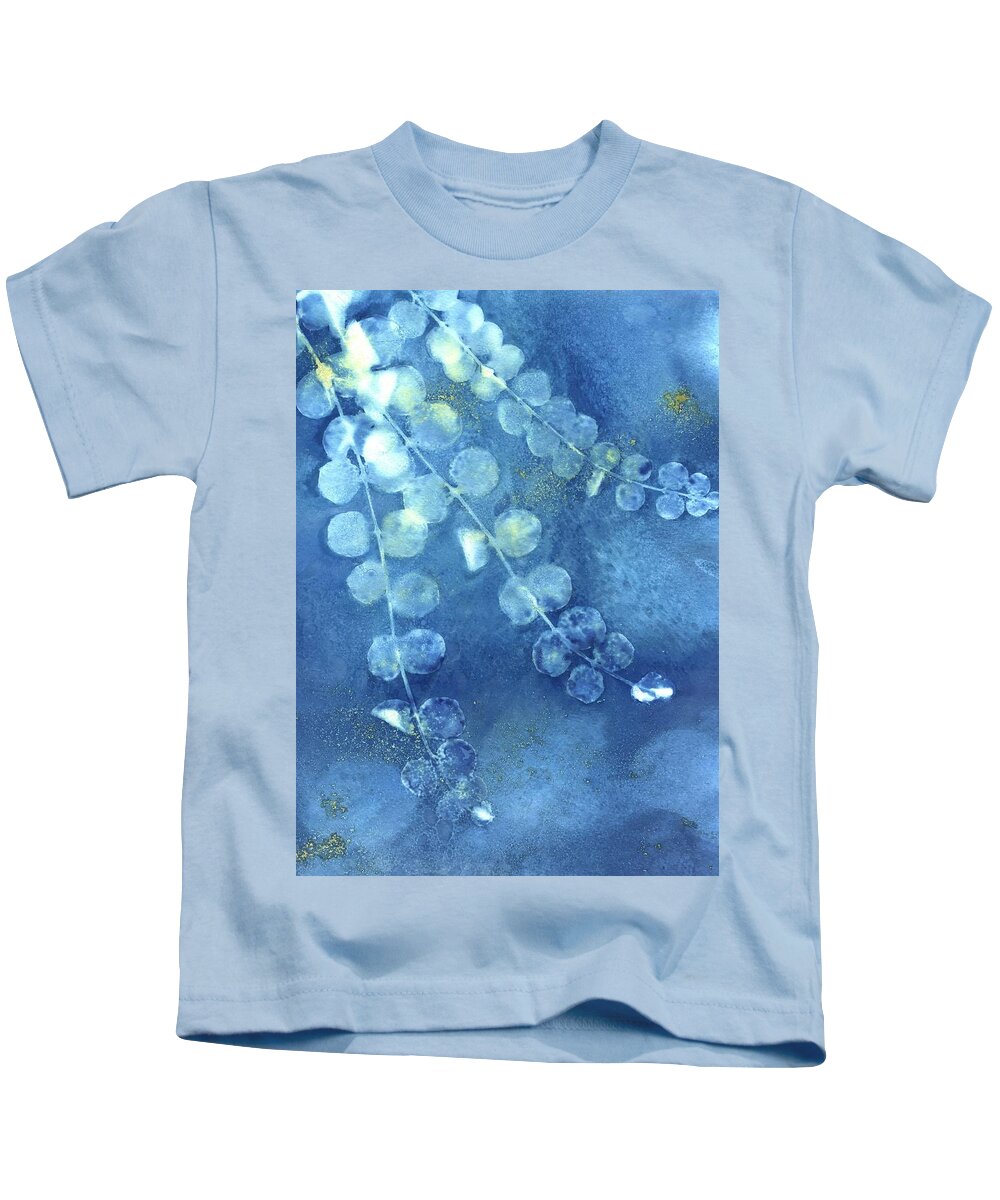 T-Shirt Creeping Jenny Jane Kids Cyanotype Linders Merch blue by Wet Pixels - botanical