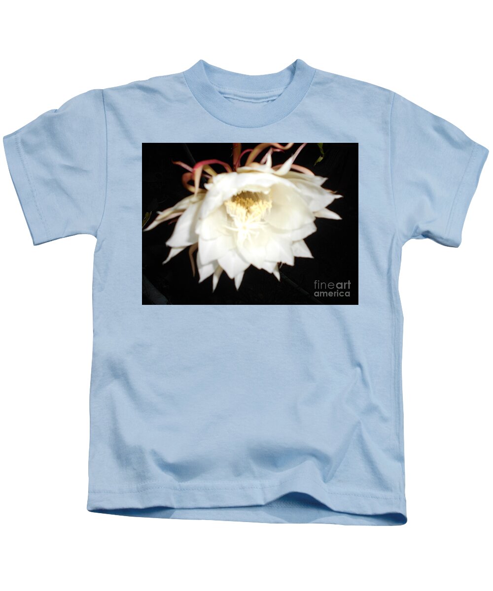 White Kids T-Shirt featuring the photograph White wild flower by Nancy Graham