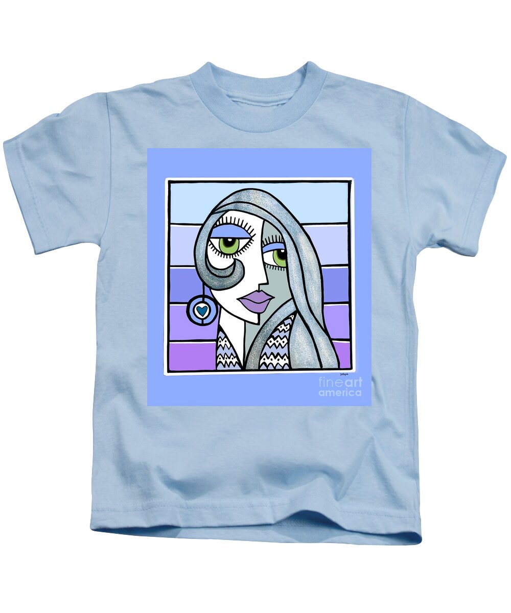 Lady Kids T-Shirt featuring the digital art Woman with Earring 2 by Diana Rajala