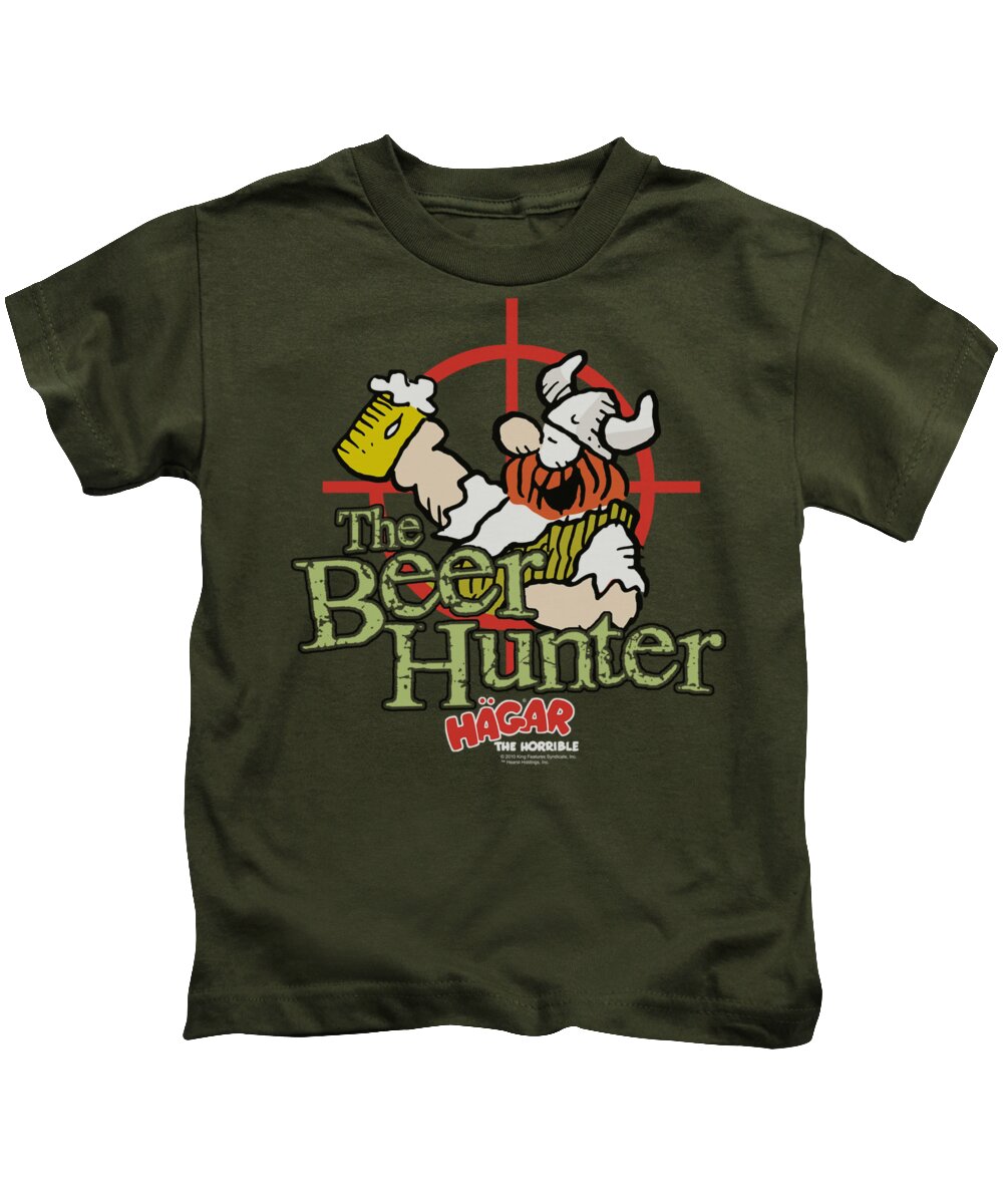  Kids T-Shirt featuring the digital art Hagar The Horrible - Beer Hunter by Brand A