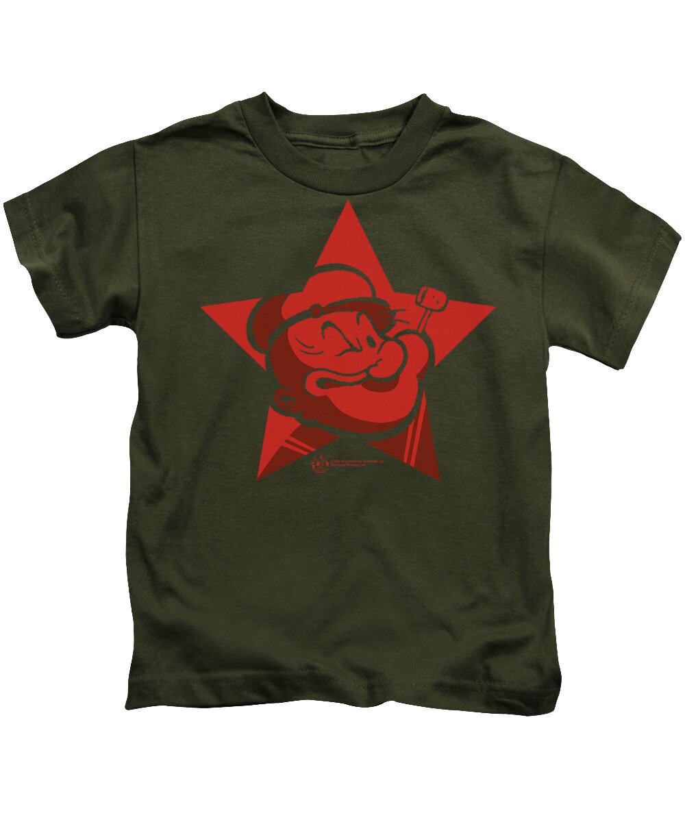 Popeye Kids T-Shirt featuring the digital art Popeye - Red Star by Brand A