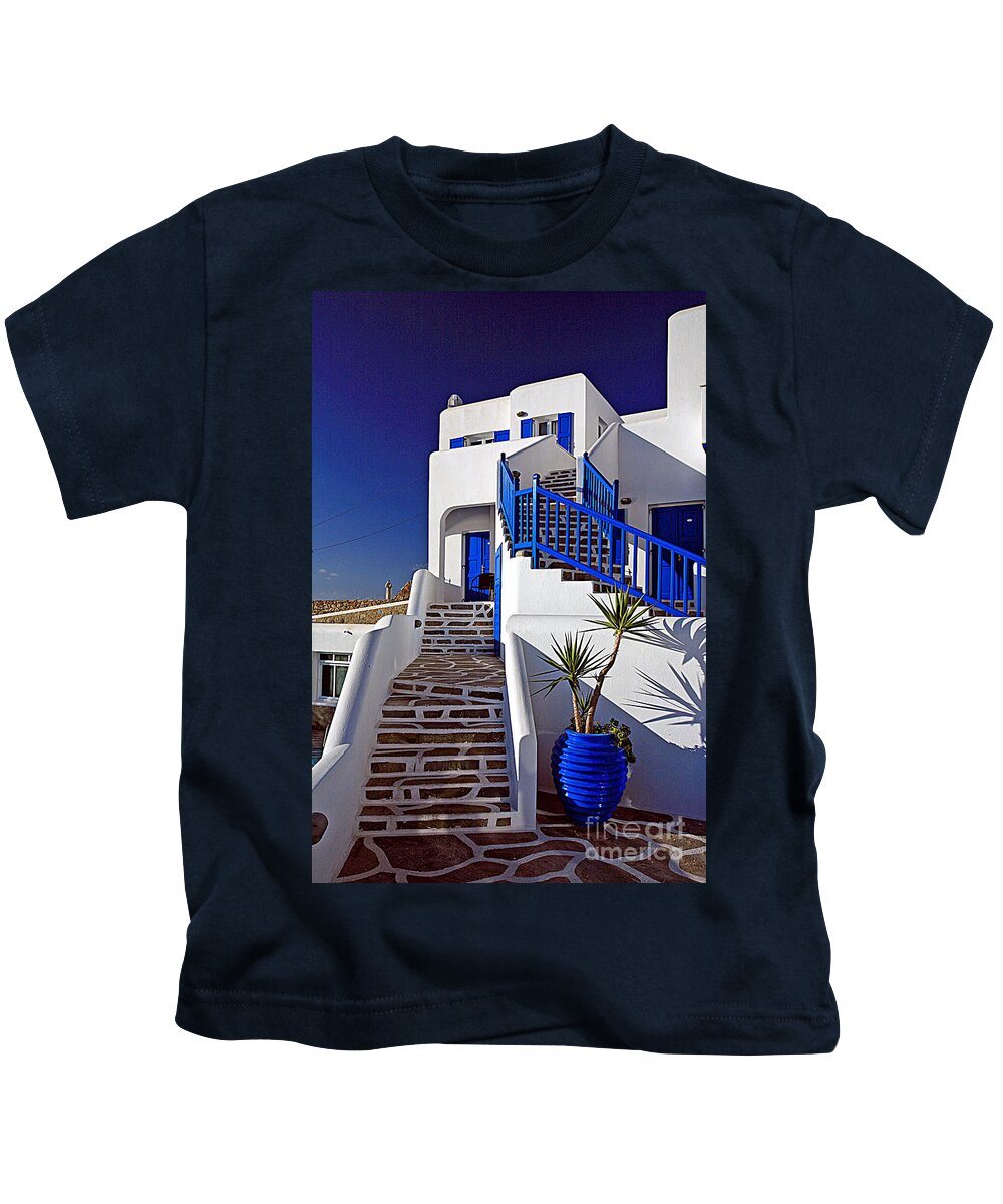 Mykonos Kids T-Shirt featuring the photograph 0557 Mykonos Greece by Steve Sturgill
