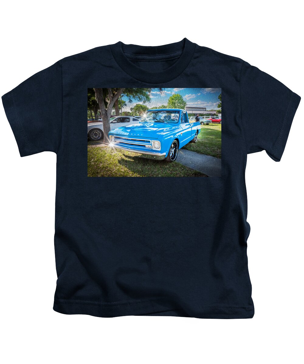 1967 Chevy Kids T-Shirt featuring the photograph 1967 Chevy Silverado Pick up Truck Painted by Rich Franco