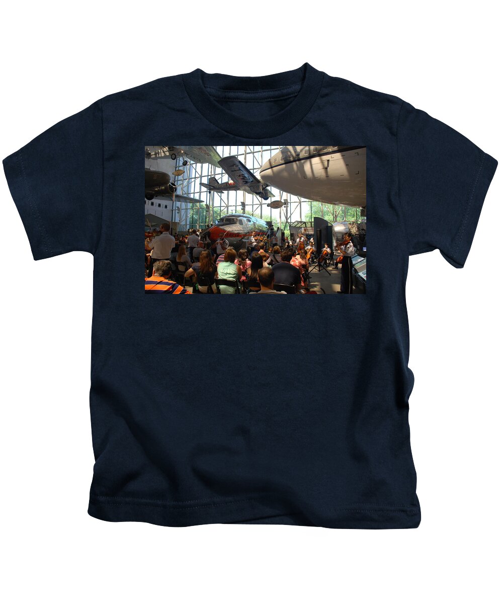 Air And Space Museum Kids T-Shirt featuring the photograph Concert Under the Planes by Kenny Glover