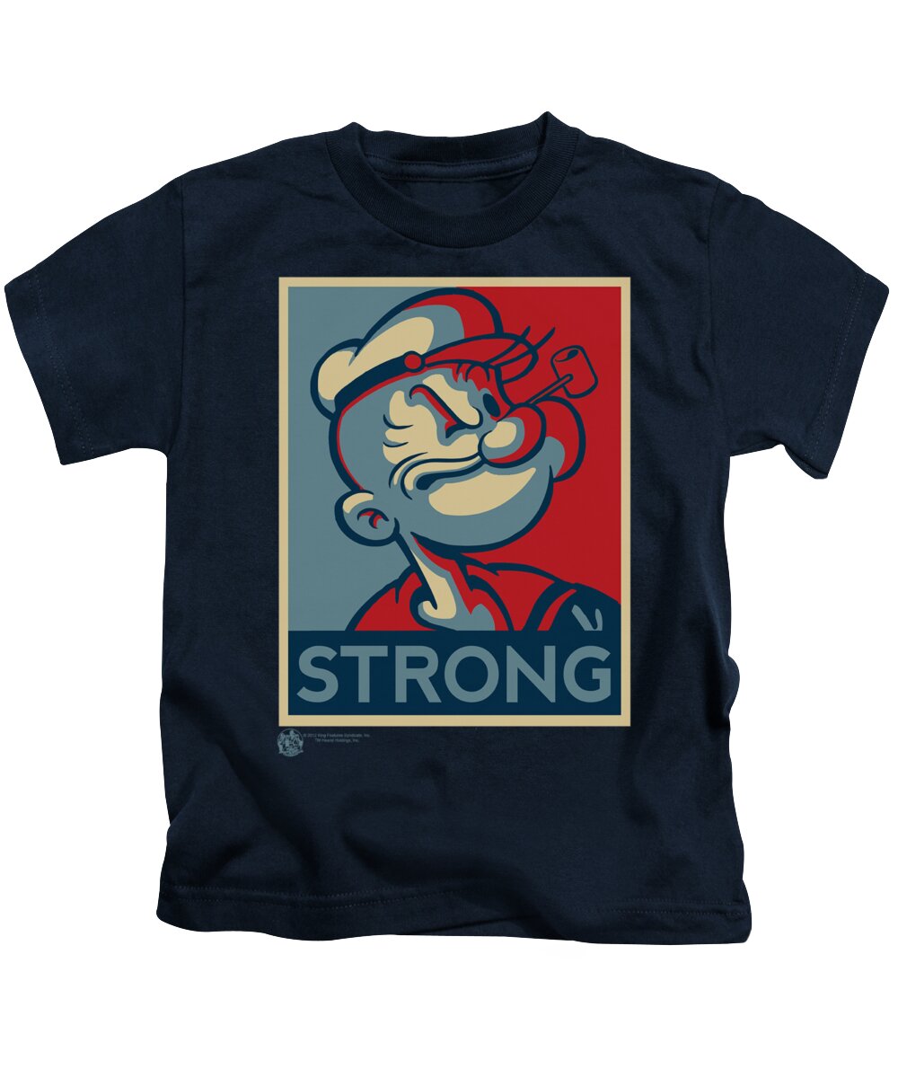 Popeye Kids T-Shirt featuring the digital art Popeye - Strong by Brand A