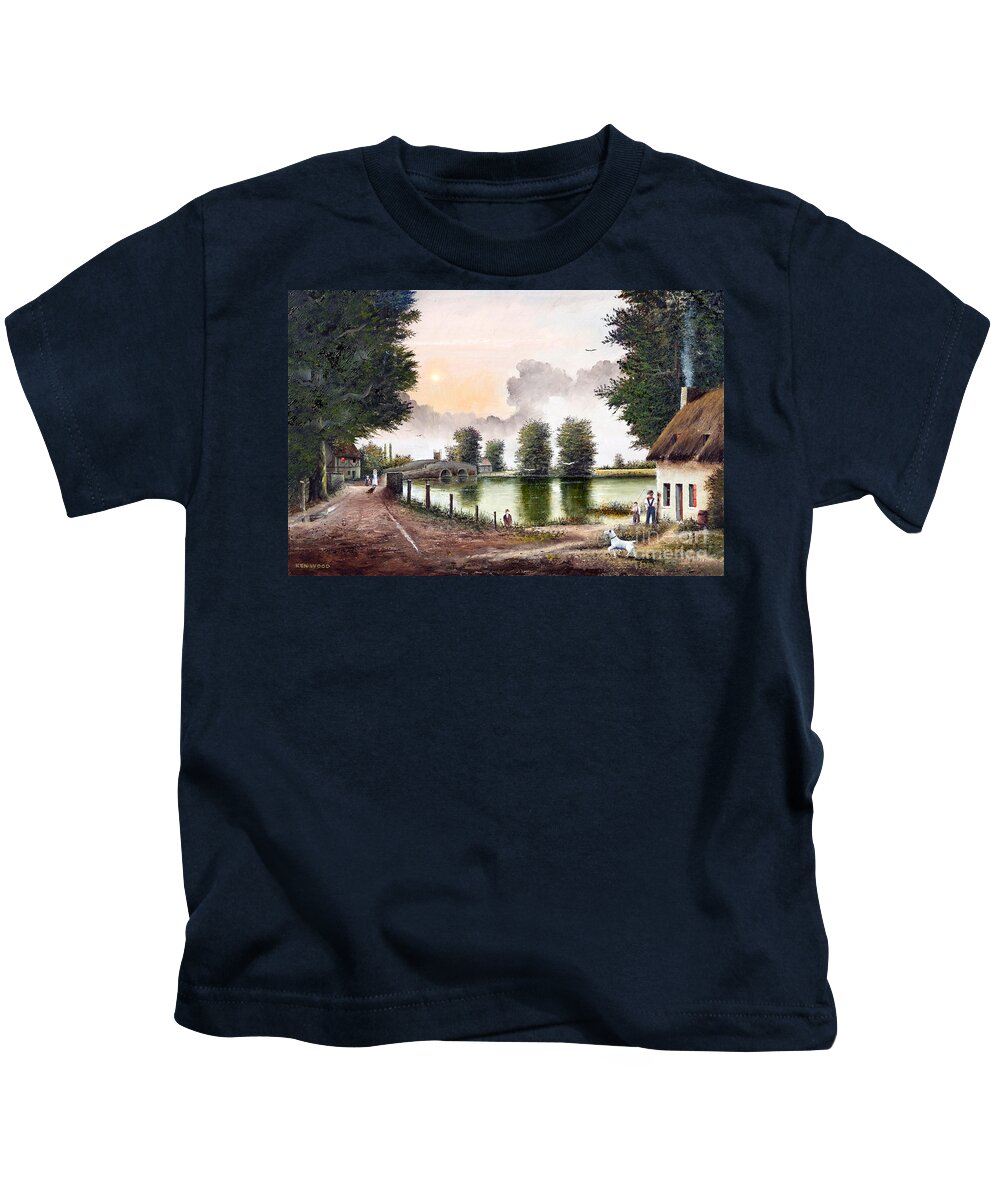 Countryside Kids T-Shirt featuring the painting Ringwood Ford - England by Ken Wood