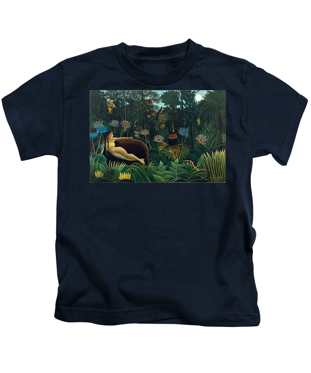 Henri Rousseau Kids T-Shirt featuring the painting The Dream #1 by Henri Rousseau