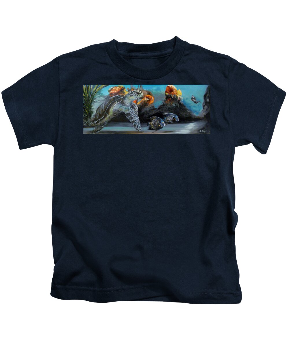 Scuba Kids T-Shirt featuring the painting Underwater Beauty by Donna Tuten