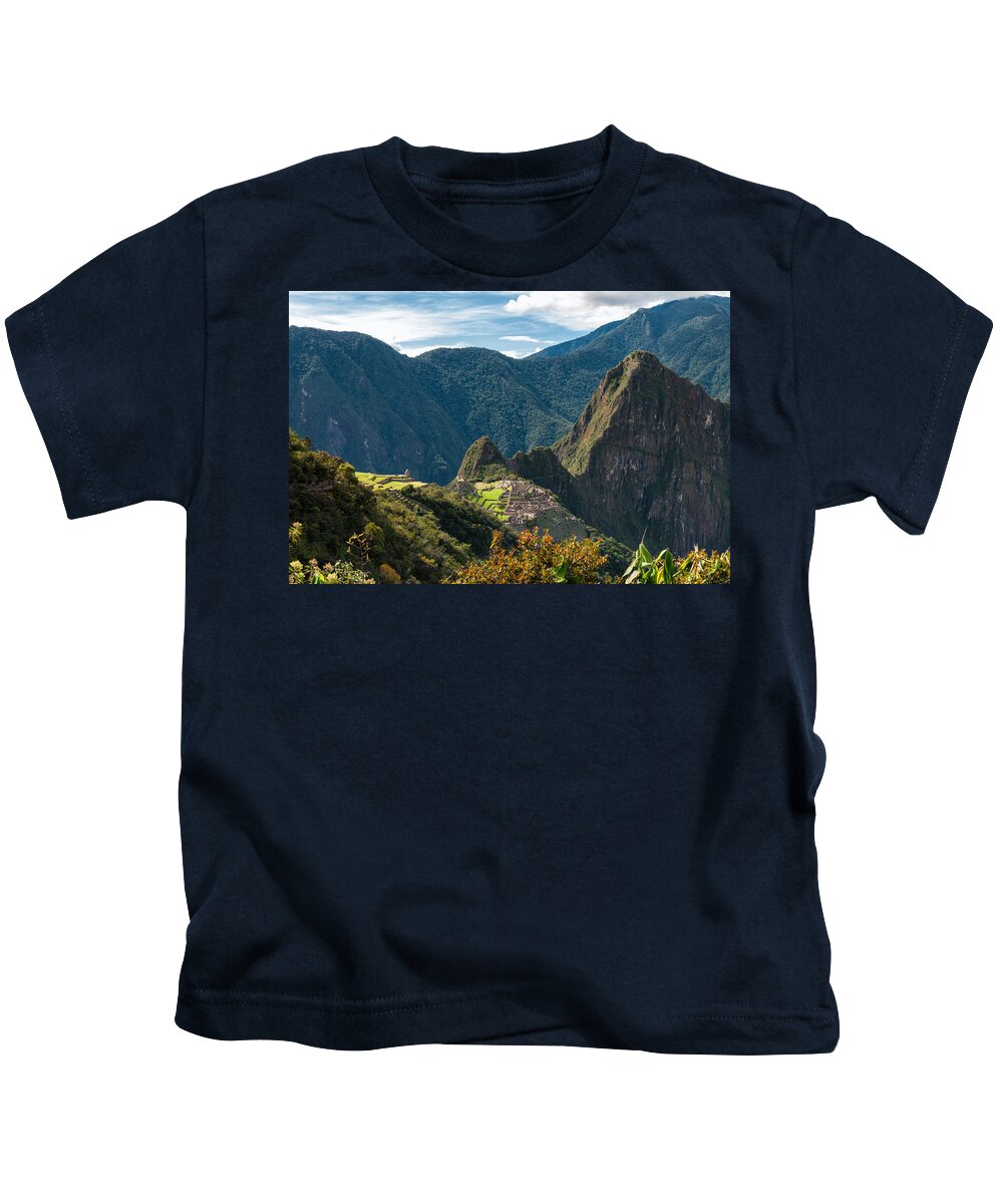 Aguas Calientes Kids T-Shirt featuring the photograph Machu Picchu #16 by U Schade