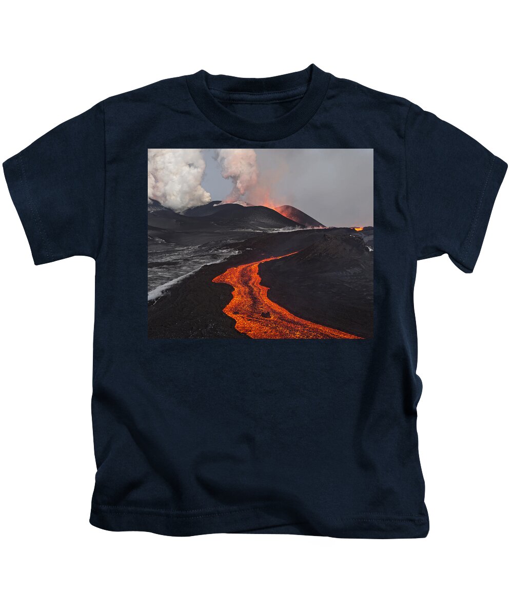 Feb0514 Kids T-Shirt featuring the photograph Tolbachik Volcano Erupting Kamchatka #5 by Sergey Gorshkov