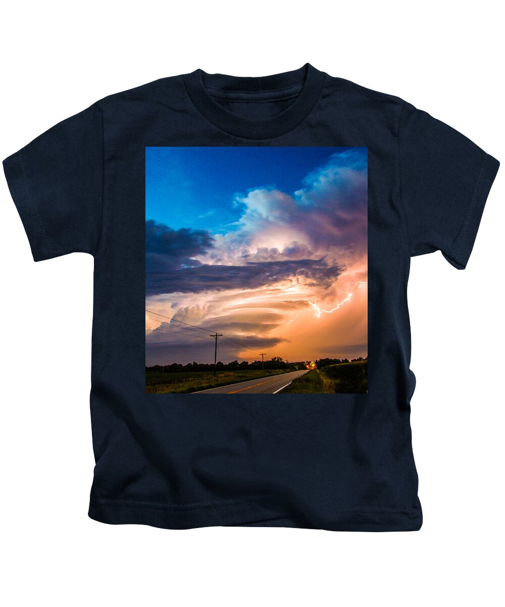 Stormscape Kids T-Shirt featuring the photograph Wicked Good Nebraska Supercell #9 by NebraskaSC