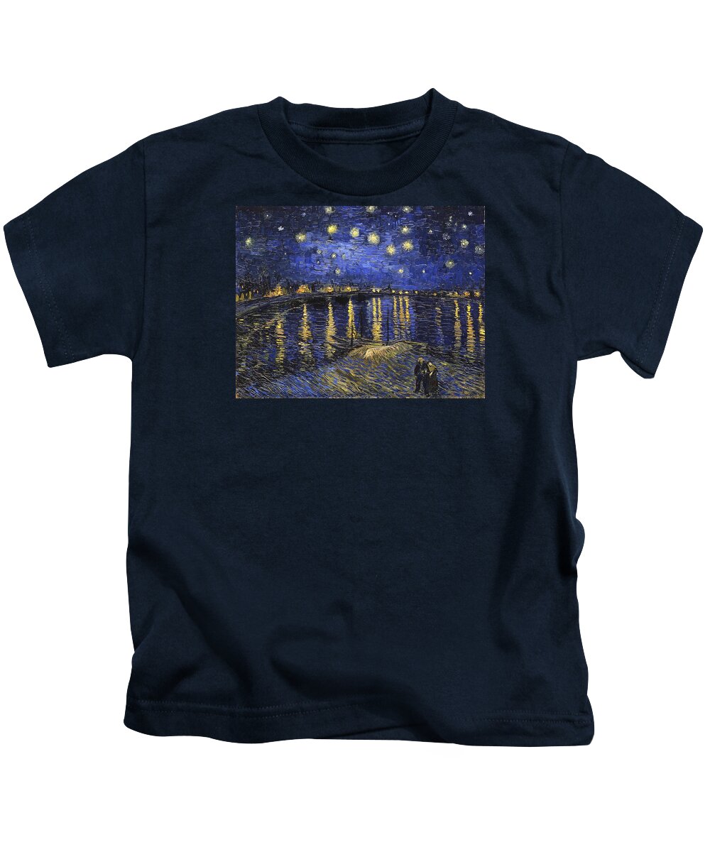 Vincent Van Gogh Kids T-Shirt featuring the painting Starry Night Over The Rhone #4 by Vincent Van Gogh
