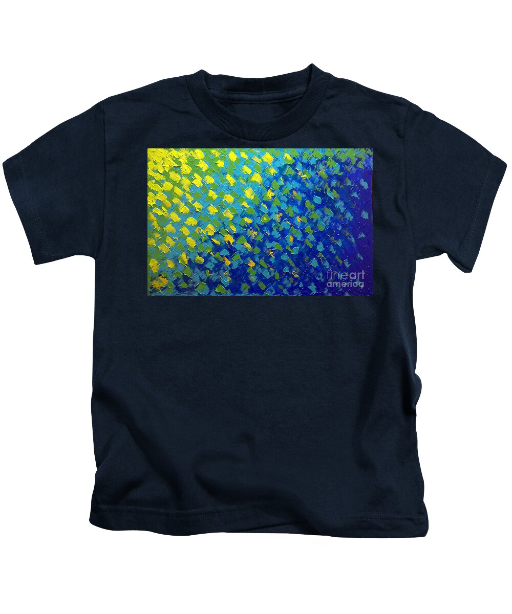 Blue Painting Kids T-Shirt featuring the painting Across the sky by Preethi Mathialagan