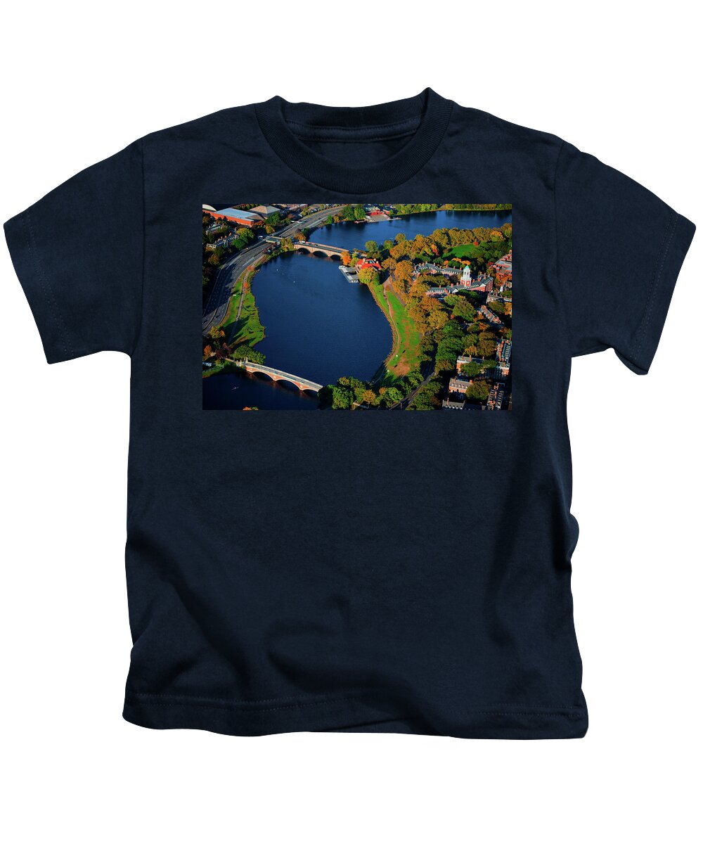 Photography Kids T-Shirt featuring the photograph Aerial View Of Charles River With Views by Panoramic Images