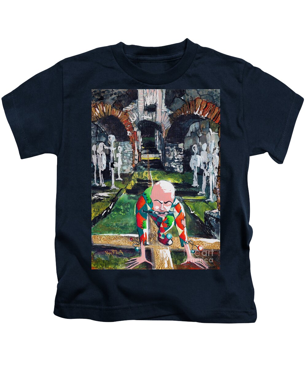 Deep Kids T-Shirt featuring the painting Almost Safe Among The Fittest by Elisabeta Hermann