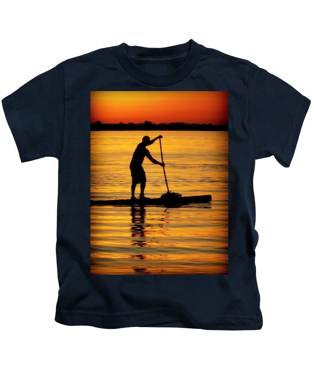 Paddle Boarding Kids T-Shirt featuring the photograph Alone With The Sun by Karen Wiles