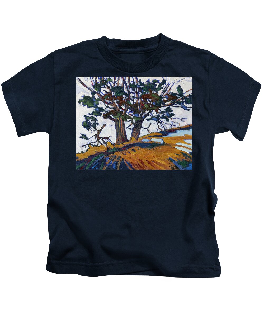 Red Kids T-Shirt featuring the painting Ancient Red Cedars by Phil Chadwick