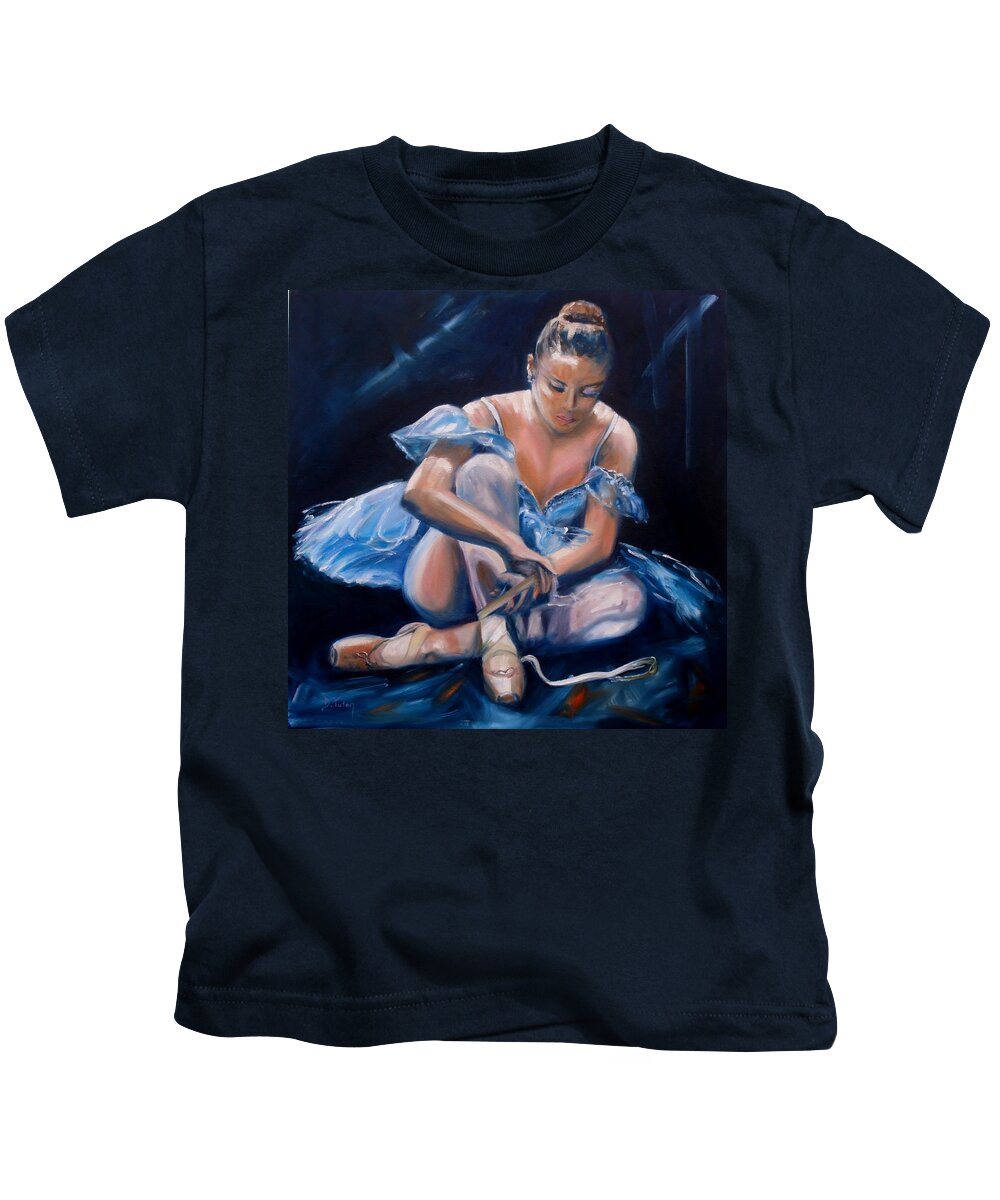 Female Kids T-Shirt featuring the painting Ballerina II by Donna Tuten