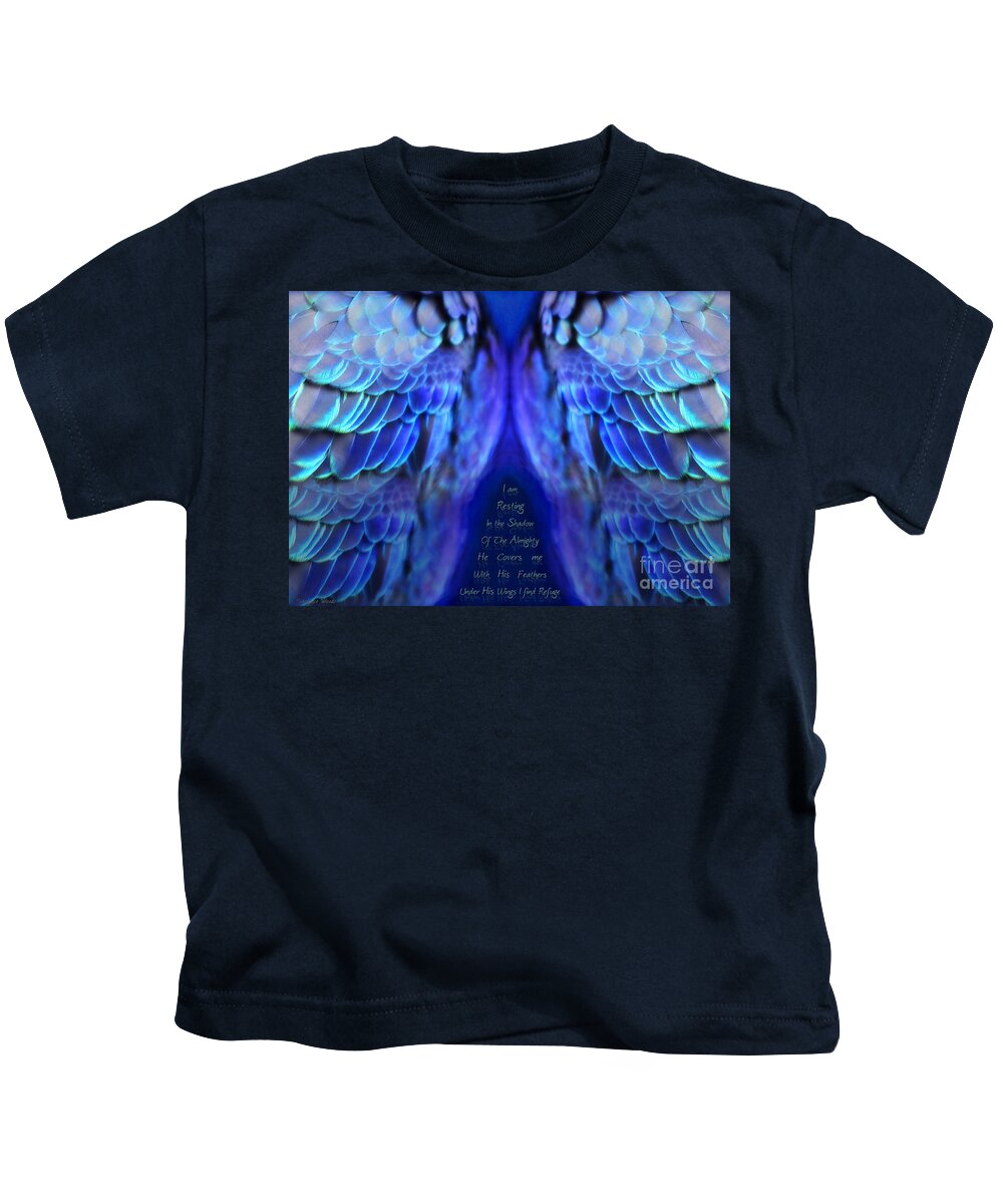 Wings Art Kids T-Shirt featuring the painting Beneath His Wings by Constance Woods