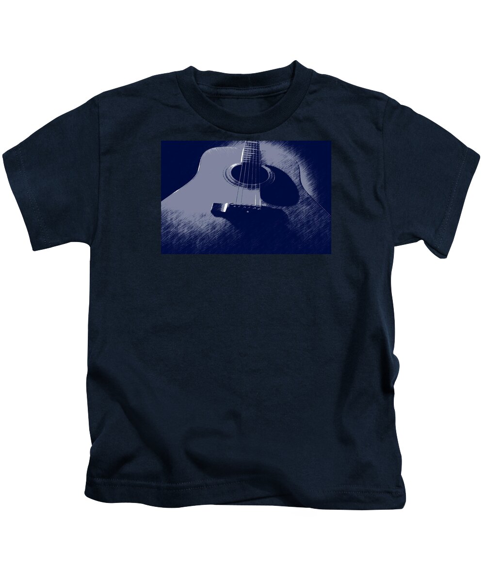 Guitar Kids T-Shirt featuring the photograph Blue Guitar by Photographic Arts And Design Studio