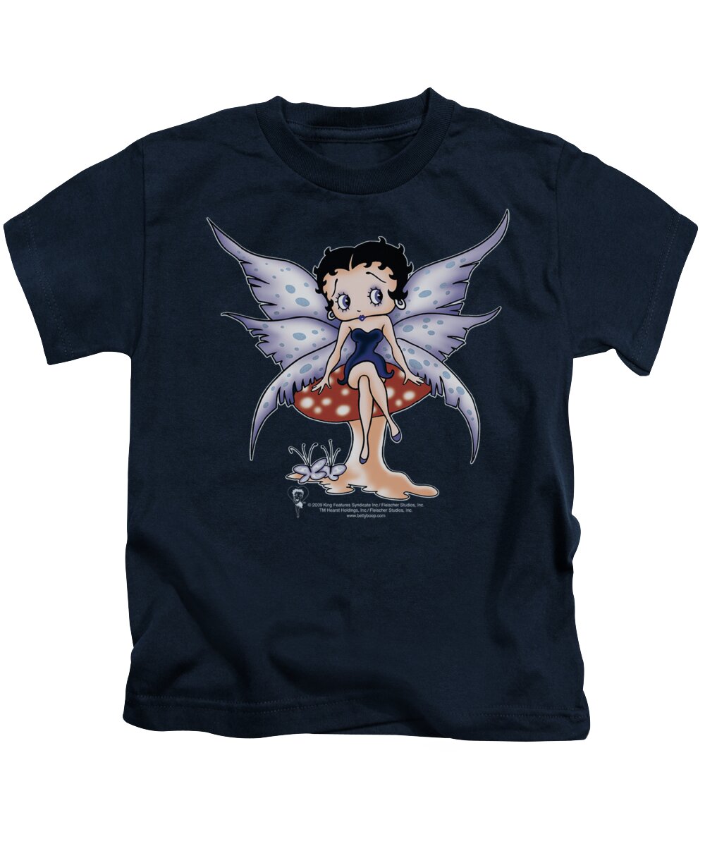 Betty Boop Kids T-Shirt featuring the digital art Boop - Mushroom Fairy by Brand A