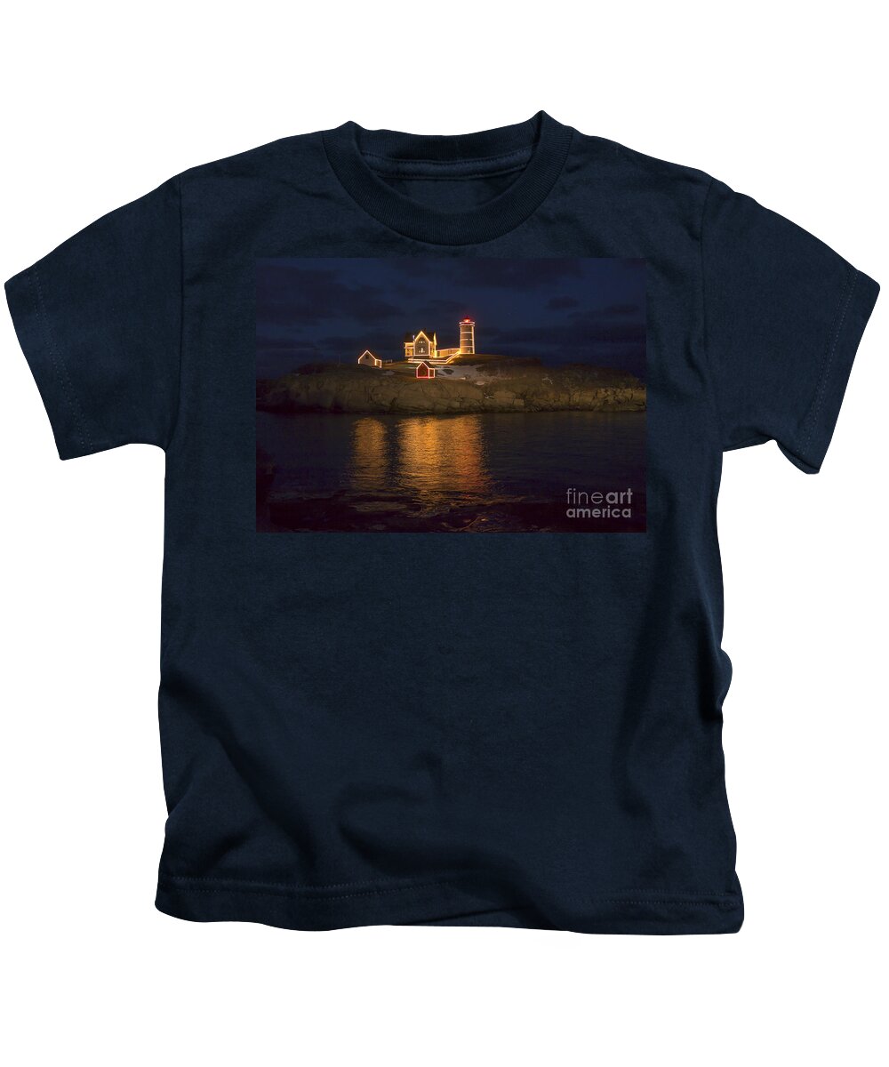 Atlantic Kids T-Shirt featuring the photograph Christmas at the Nubble by Steven Ralser