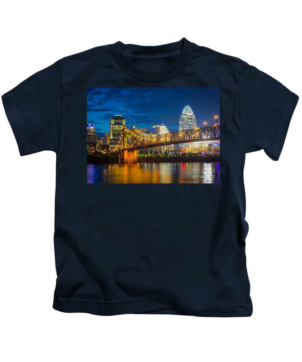 America Kids T-Shirt featuring the photograph Cincinnati Downtown by Inge Johnsson